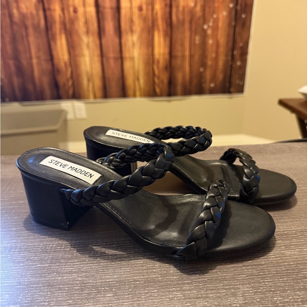 Steve Madden Black Braided Heels
